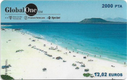 Spain - GlobalOne - White Sandbeach, Exp. 08.2000, Remote Mem. 2.000Pta, Used - Other & Unclassified