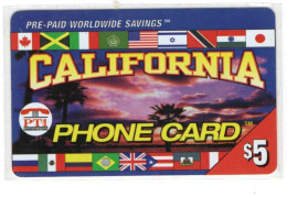 ETATS-UNIS PREPAID PT1 CALIFORNIA PHONE CARD 5$ DRAPEAUX Date 06/2000 - Autres & Non Classés