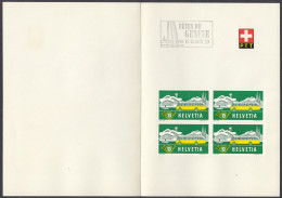 SUISSE - 1959 - Lotto Di 4 Biglietti Commemorativi Delle “FETES DE GENEVE” Con Quartine Yvert 537, 538, 622 E 623 - Autres & Non Classés