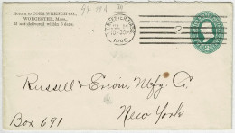 Vereinigte Staaten / USA 1895, Ganzsachen-Brief / Stationery Worcester - New York - ...-1900