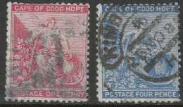 Cape Of Good Hope (CoGH). 1871-76 Hope (without Frame Line). 1d, 4d Used. Crown CC W/M SG 29, 30. M3046 - Cape Of Good Hope (1853-1904)
