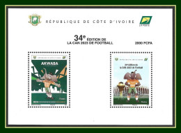 Côte D' Ivoire Bloc 2000 F Coupe D' Afrique Des Nations CAN 2023 (2024) ** Football AKWABA 34é édi Eléphant Sheet MNH - Afrika Cup