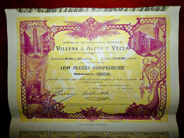 Ferrocarriles Económicos De Villena A Alcoy Y Yecla 1910, Spain  Share Certificate - Railway & Tramway