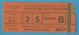 Q-4500 * Germany - PHILADELPHIA YOUTH ORCHESTRA, Philharmonie, Berlin - 1989 - Concerttickets