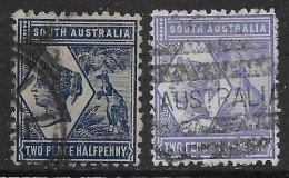 Australia 1894 South Australia Queen Victoria 2½P 2val Mi N.76bD,76aC US - Used Stamps