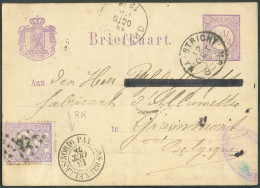 PAYS-BAS - E.P. 2½c. + Tp N°33 Obl. Sc MAASTRICHT 12 Oct. 1877 Vers Grammont, Avec Cachet (rare) PAYS-BAS BRUXELLES (NOR - Transit Offices