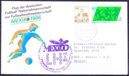 Germany 1986 Used Cover, Flight Of German Football Team To Mexico WC - 1986 – Mexico