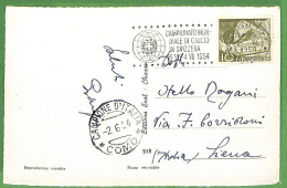 P1033 - SWITZERLAND - POSTAL HISTORY - World FOOTBALL 1954 Postmark - From CAMPIONE D'Italia ! - 1954 – Suisse