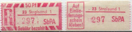 DDR Einschreibemarke Stralsund SbPA Postfrisch, EM2B-23-1I(2), PU+ Gt - Etiquettes De Recommandé