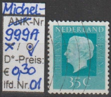 1972 - NIEDERLANDE - FM/DM "Königin Juliana" 35 C Grünblau - O Gestempelt - S. Scan (999Ao 01-06 Nl) - Gebraucht