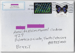 USA 2024 Cover From Columbus To Brazil Stamp Macaw Parrot Feather Forever + Butterfly Non-Machinable Stamp Sorting Mark - Lettres & Documents