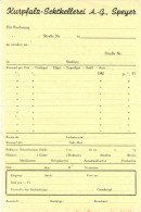Speyer 1952 Rechnung Formular " Kurpfalz-Sektkellerei AG  " - Alimentos