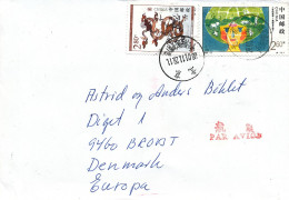 China Cover Sent Air Mail To Denmark 28-11-2001 - Brieven En Documenten