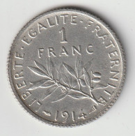 Semeuse 1 Franc Argent 1914 - Silver - - 1 Franc