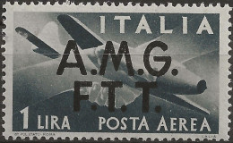 TZAA1N - 1947 Trieste Zona A, Sass. Nr. 1, P.A., Francobollo Nuovo Senza Linguella **/ - Posta Aerea