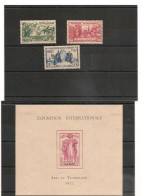 SOUDAN ANNÉE 1937 N°94/95*-98*-et BLOC N°1 * - Unused Stamps