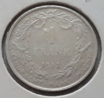BELGIQUE/BELGIE  ALBERT PREMIER TRES BELLE 1 FRANC 1912 VL ARGENT/ZILVER/SILBER/SILVER COTES : 5€-10€-20€-30€ - 1 Frank