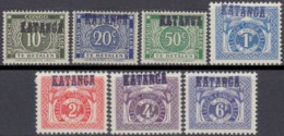 Katanga Portom. Mi.Nr. 1-7 Portomarken V.Belg.-Kongo Mit Aufdr. KATANGA (7Werte) - Katanga