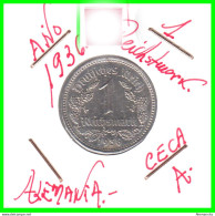 GERMANY TERCER REICH 1 REICHSMARK ( 1936 CECA - A )  ( DEUTSCHES REICHSMARK KM # 78 ) - 1 Reichsmark