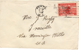 Australia 1936 Mail From Perth To Treesville,South Australia Centenary Postmark - Briefe U. Dokumente