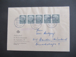 Saarland 1957 Heuss II Mi.Nr.509 (5) MeF 5er Streifen!! Umschlag BDP Landesverband Der Briefmarkensammler Des Saarlandes - Lettres & Documents