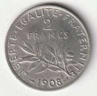 Semeuse 2 Franc Argent 1908 - Silver - - 2 Francs