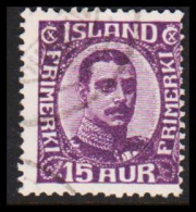 1920. ISLAND.  King Christian X. Thin, Broken Lines In Ovl Frame. 15 Aur. (Michel 90) - JF543249 - Gebraucht