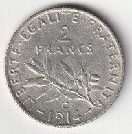 Semeuse 2 Franc Argent 1914C - Silver - - 2 Francs