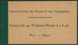 Carnet Complet Au Type SEMEUSE (n°137 X 40**, Papier GC) Couverture Mince, Prix 2 Francs. Fraicheur Postale, TTB - Autres & Non Classés