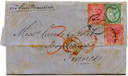 NOUVELLE ZELANDE - LETTRE DE WELLINGTON POUR BORDEAUX, 1878 - Covers & Documents
