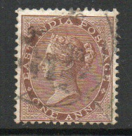 India 1865 1 Anna Deep Brown, Wmk. Elephant Head, Perf. 14, Used, SG 59 (E) - 1854 Britse Indische Compagnie