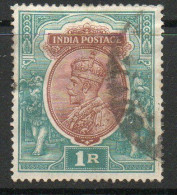 India 1911-23 GV 1 Rupee Red-brown & Blue-green, Wmk. Star, Used, SG 185 (E) - 1911-35 King George V