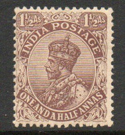 India 1922-6 GV 1½ Annas Chocolate, Wmk. Star, Hinged Mint, SG 197 (E) - 1911-35 King George V