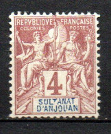 Col40 Colonie Anjouan 1892  N° 3 Neuf X MH Cote 6,00€ - Neufs