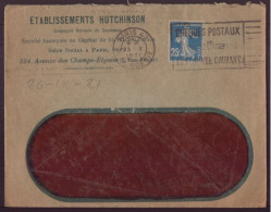 France, Enveloppe à En-tête " Ets Hutchinson, Paris  " Du 26 Octobre 1921 - Andere & Zonder Classificatie