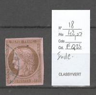 Inde Française - Yvert 18 - Ceres 10cts - Cachet INDE - Cérès