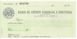 PORTUGAL ANGOLA CHEQUE CHECK BANCO DE CRÉDITO COMERCIAL E INDUSTRIAL, LUANDA, 1970'S - Cheques En Traveller's Cheques