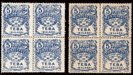 Málaga - Guerra Civil - Em. Local Nacional - Teba - Allepuz ** 4+4ap Bl. 4 - "5 Cts. Pro Municipios" - Emissioni Nazionaliste