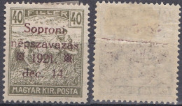 Hongrie De L'Ouest Sopron 1921 Non Emis Népszavazas Mi  III * (K7) - Ohne Zuordnung