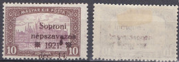 Hongrie De L'Ouest Sopron 1921 Non Emis Népszavazas Mi  XI * (K7) - Non Classificati