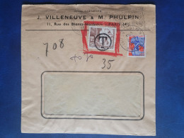 TAXE -,35 Sur Envoi De J. VILLENEUVE & M. PHULPIN à PARIS1960 Voir Description - Postage Due