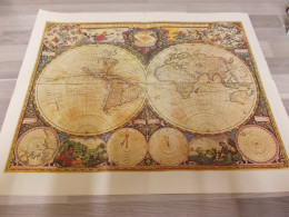 Oude Wereldkaart In Kleur - Bijlage Uit Een Tijdschrift - De Kaart Is In 4 Geplooid ! - Monde