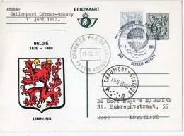 PHILATELIE - Carte Postale - Courrier Par Ballon - Armoiries LIMBURG - CEROUX-MOUSTY - Afgestempeld