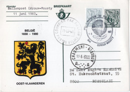 PHILATELIE - Carte Postale - Courrier Par Ballon - Armoiries OOST-VLAANDEREN - CEROUX-MOUSTY - Gebraucht