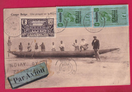 CARTE POSTALE PAR AVION BANGUI OUBANGUI CHARI 1936 POUR PARIS LETTRE - Lettres & Documents