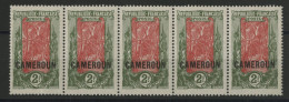 CAMEROUN N° 99 Bande De 5 Neufs Sans Gomme (*) MNG - Unused Stamps