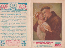 Calendarietto - Pro Apostoliche  Missioni Francescane - Roma - Anno 1950 - Small : 1941-60