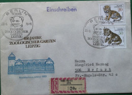 DDR Einschreibebrief 1978 100 Jahre Zoo Leipzig SSt + BM Raubtierjunge - Briefomslagen - Gebruikt