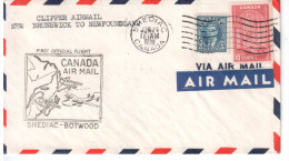 LETTRE DE 1939 FIRST FLIGHT SHEDIAC-BOTWOOD - Eerste Vluchten