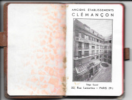 Agenda Publicitaire De 1939 - Petit Calepin En Cuir Etablissements Clémançon, Appareillage Cinémas, Théâtres - Petit Format : 1921-40